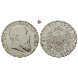 Deutsches Kaiserreich, Baden, Friedrich I., 5 Mark 1904, G, f.vz/vz-st, J. 33