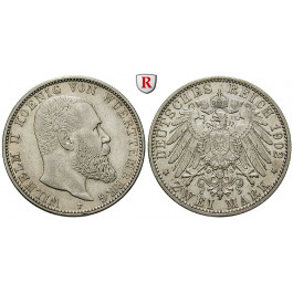 Deutsches Kaiserreich, Württemberg, Wilhelm II., 2 Mark 1902, F, ss+, J. 174
