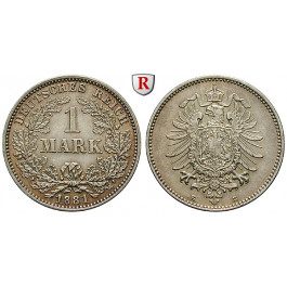 Deutsches Kaiserreich, 1 Mark 1881, E, vz/vz-st, J. 9
