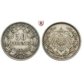 Deutsches Kaiserreich, 50 Pfennig 1903, A, vz, J. 15