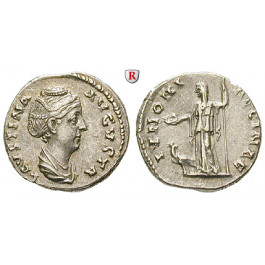 Römische Kaiserzeit, Faustina I., Frau des Antoninus Pius, Denar 139-141, f.vz