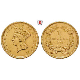 USA, Dollar 1861, 1,5 g fein, ss-vz