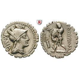 Römische Republik, C. Poblicius, Denar, serratus 80 v.Chr., ss-vz