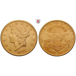 USA, 20 Dollars 1891, 30,09 g fein, ss+