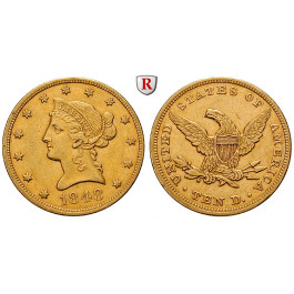 USA, 10 Dollars 1848, 15,05 g fein, ss