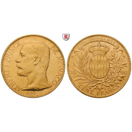 Monaco, Albert I., 100 Francs 1896, 29,03 g fein, ss-vz