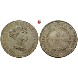 Italien, Lucca, Elisa Bonaparte und Felix Baciocchi, 5 Franchi 1808, ss-vz/vz