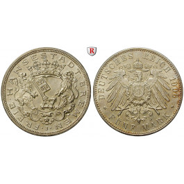 Deutsches Kaiserreich, Bremen, 5 Mark 1906, J, vz+, J. 60