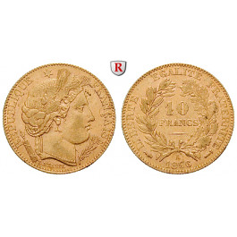 Frankreich, III. Republik, 10 Francs 1878-1899, 2,9 g fein, ss-vz