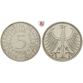 Bundesrepublik Deutschland, 5 DM 1958, G, vz-st, J. 387