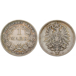 Deutsches Kaiserreich, 1 Mark 1876, D, ss-vz, J. 9