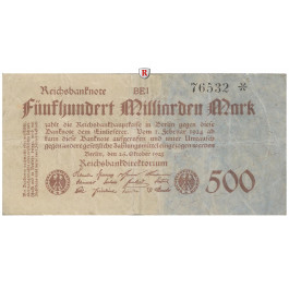 Inflation 1919-1924, 500 Md Mark 26.10.1923, III, Rb. 124e
