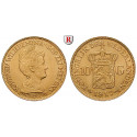 Niederlande, Königreich, Wilhelmina I., 10 Gulden 1917, 6,06 g fein, vz-st
