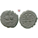 Byzanz, Justin II., Follis Jahr 8 = 572-573, f.ss