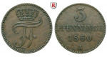 Mecklenburg, Mecklenburg-Schwerin, Friedrich Franz II., 3 Pfennig 1860, ss+