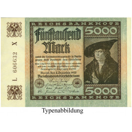 Inflation 1919-1924, 5000 Mark 02.12.1922, I, Rb. 80a