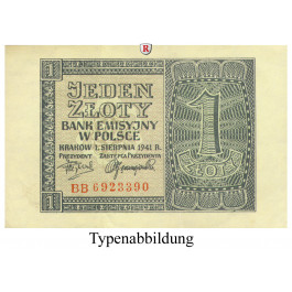 Besatzungsausgaben des 2. Weltkrieges 1939-1945, Generalgouvernement Polen, 1 Zloty 01.08.1941, III, Rb. 579a