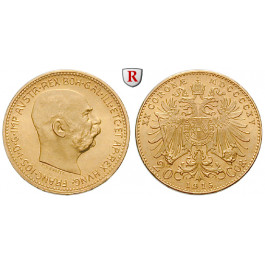 Österreich, Kaiserreich, Franz Joseph I., 20 Kronen 1915, 6,09 g fein, st