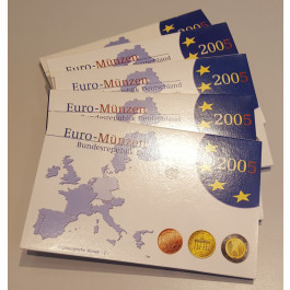 Bundesrepublik Deutschland, Euro-Kursmünzensatz 2005, ADFGJ komplett, PP