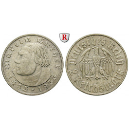 Drittes Reich, 2 Reichsmark 1933, Luther, D, vz, J. 352