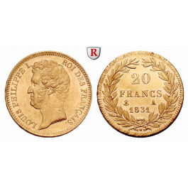 Frankreich, Louis Philippe, 20 Francs 1830-1831, 5,81 g fein, ss
