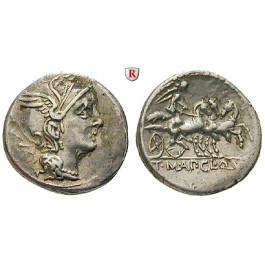 Römische Republik, Appius Claudius Pulcher, T. Manlius Mancinus, und Q. Urbinus, Denar 111-110 v.Chr., ss
