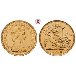 Grossbritannien, Elizabeth II., Half-Sovereign 1982, 3,66 g fein, st