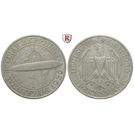Weimarer Republik, 3 Reichsmark 1930, Zeppelin, A, vz, J. 342
