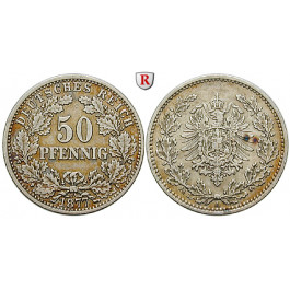 Deutsches Kaiserreich, 50 Pfennig 1877, A, ss, J. 8