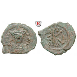 Byzanz, Mauricius Tiberius, Halbfollis (20 Nummi) 591-592, Jahr 10, s-ss