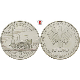 Bundesrepublik Deutschland, 10 Euro 2010, 175 Jahre Eisenbahn, D, bfr.