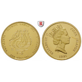 Cook Inseln, Elizabeth II., 250 Dollars 1991, 7,75 g fein, PP