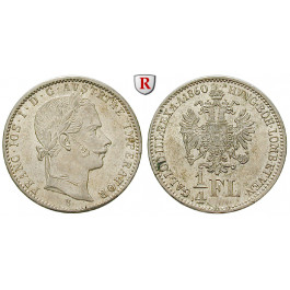 Österreich, Kaiserreich, Franz Joseph I., 1/4 Gulden 1860, vz-st