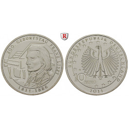 Bundesrepublik Deutschland, 10 Euro 2011, Franz Liszt, G, 10,0 g fein, bfr.