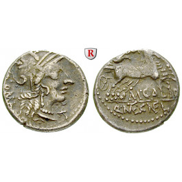 Römische Republik, M. Calidius, Metellus Nepos, Cn. Fulvius, Denar 117-116 v.Chr., ss