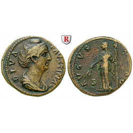 Römische Kaiserzeit, Faustina I., Frau des Antoninus Pius, Dupondius nach 141 n.Chr., ss+/ss
