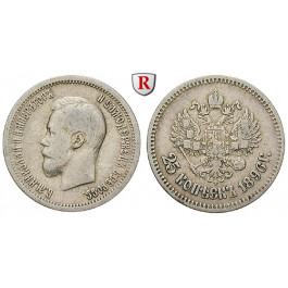 Russland, Nikolaus II., 25 Kopeken 1896, ss