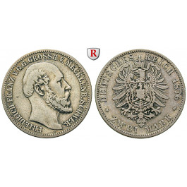 Deutsches Kaiserreich, Mecklenburg-Schwerin, Friedrich Franz II., 2 Mark 1876, A, f.ss, J. 84