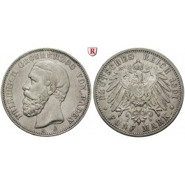 Deutsches Kaiserreich, Baden, Friedrich I., 5 Mark 1891, G, ss, J. 29