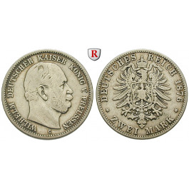 Deutsches Kaiserreich, Preussen, Wilhelm I., 2 Mark 1876, C, ss, J. 96