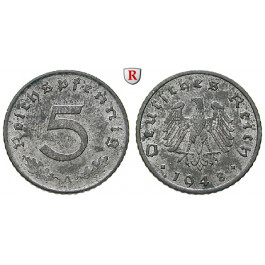Alliierte Besatzung, 5 Reichspfennig 1948, ohne Hakenkreuz, A, vz-st, J. 374