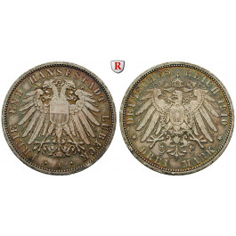 Deutsches Kaiserreich, Lübeck, 3 Mark 1910, A, ss+, J. 82