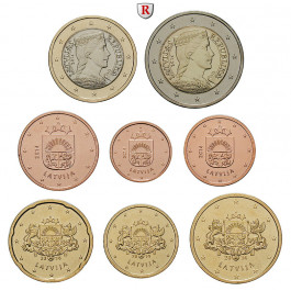 Lettland, Euro-Kursmünzensatz 2014, vz-st