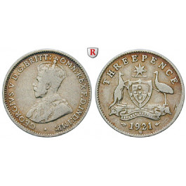 Australien, George V., 3 Pence 1921, f.ss