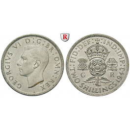 Grossbritannien, George VI., 2 Shilling 1943, prfr.