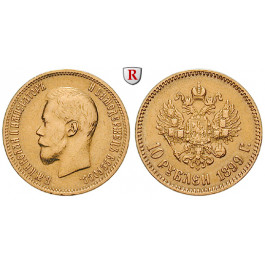 Russland, Nikolaus II., 10 Rubel 1899, 7,74 g fein, ss