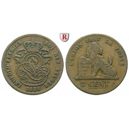 Belgien, Königreich, Leopold I., 2 Centimes 1836, ss