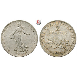 Frankreich, III. Republik, 2 Francs 1916, vz