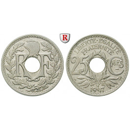 Frankreich, III. Republik, 25 Centimes 1917, ss-vz