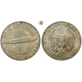 Weimarer Republik, 5 Reichsmark 1930, Zeppelin, D, ss-vz/vz, J. 343
